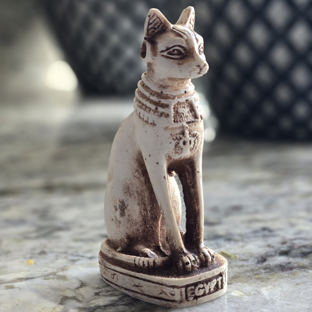 Collectible Polystone Egyptian Bastet Cat Handcrafted Statue Figurine Small